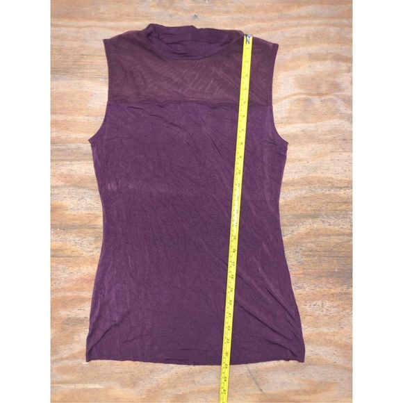 Bailey 44 Rem Tank Maroon Purple Highneck Shirt, Mesh Sheer Neck, Size Small - Picture 7 of 7